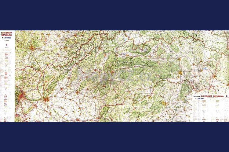 Slovenská Republika Velká Nástěnná Mapa 210 X 90 Cm Lamino Stříbrný Hliníkový Rám 9830